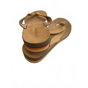 JEFFREY CAMPBELL Leather Flip Flop Sandals with rainbow platform -M8/W10